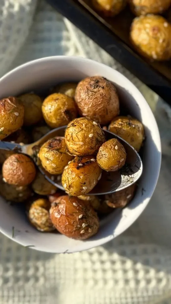 Roasted Baby Potatoes with Garlic and Sesame Recipe